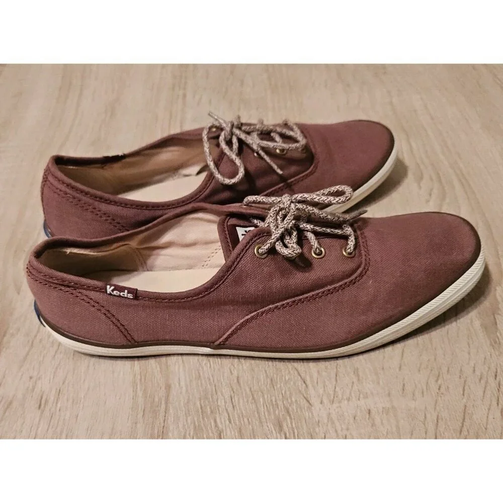 Keds Size 8.5 Womens Canvas Comfort Flats Shoes Sneakers Bergundy
